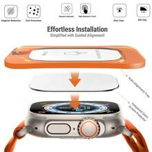 RQVQJ 3Pcs Tempered Glass Screen Protectors Designed For The Compatible With IPhone Compatible With Apple Watch Ultra 1 Ultra 2 Ultra 3 Ultra 4 49mm 9H Hardness Tempered Glass Auto-Alignment Installation Waterproof Scratch & Impact Resistant Crystal Clear Protective Film, Smartwatch Protection Seamless Fit Easyinstall Protection - Clear - View 4
