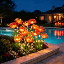 Solar Spider Lily Ground Stake Lights, Multiple Colors Available, Multi-Functional Ambient Decoration, Suitable For Beautifying Yard, Garden And Party, Essential For Creating Atmosphere For Thanksgiving, Halloween And Christmas - Solar-powered Lycoris Radiata - View 9