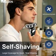 Electric Hair Clipper, Men's Ultimate Wireless Charging Dry/Wet Dual-Use Bald Shaver, Rotary Blade Hair Trimmer, 7-Blade Electric Shaving Razor, 600mAh Battery Capacity - Silver - View 8