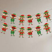 2-Strand DIY Photo Santa Claus Paper Banner Garland, Blank Photo Insert Santa Claus Hollow Hanging Decor Wreath, Christmas Multi-Purpose Wall Hanging Decoration, Suitable For Party, Fireplace And Window Decoration - A - View 8