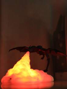 1PC Fire Breathing Dragon Lava Lamp, 3D Printed LED Dragon Night Light, Glowing Flame Volcano Base Ambient Lamp, Fantasy Game Room Decor, Creative Halloween Birthday Gift For Dragon Lovers & Gamers - Multicolor - View 5