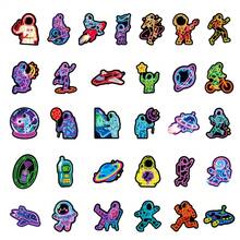 56Pcs New Neon Astronaut Doodle Stickers, Creative Cute Cartoon Decals For Water Bottle, Notebook DIY Aesthetic Decoration - 56PCS - View 1
