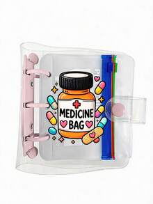 صندوق تخزين الأدوية مطبوع عليه كلمات "Medicine Bag" وزجاجة الأدوية، صندوق تخزين الأدوية لمدة 7 أيام، حقيبة تخزين الأدوية مع 7 حجرات ملونة - متعدد الألوان - مشاهدة 13