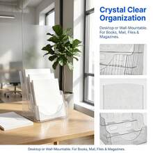 3-Tier Transparent Acrylic Storage Rack/Bookshelf Set, Desktop Stationery Organizer With Pen Holder, Multi-Layer File & Magazine Holder, Space-Saving Desk Bookshelf For Books, Notebooks, Pens And Sticky Notes, Home Office Study Room Desktop Organization - View 6