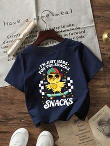 Baby Boy Street Style T-Shirt, Soft Loose Short Sleeve Top - Navy Blue - View 4
