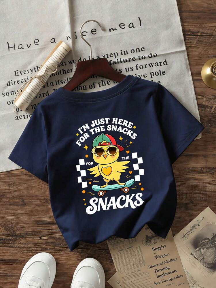 Baby Boy Street Style T-Shirt, Soft Loose Short Sleeve Top - Navy Blue - View 4