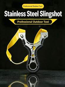 Stainless Steel Slingshot, Suitable For Outdoor Hunting And Target Practice, Heavy Duty Hunting Slingshot With Rubber Band, Rubber Band Color Random, Pouch Color, Shape And Size Random - A - View 2