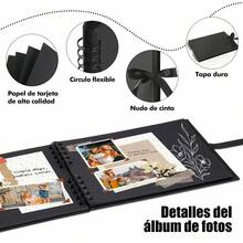 Álbum Fotos De Recortes Familiar 80 Páginas Para Manualidades Hecho Mano Uno Diy Accesorios Completos Materiales de Alta Calidad Adecuado para viajes, bodas, Navidad y otros recuerdos 28.5x21cm Rosa - Negro - Ver 5