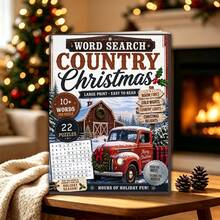 1piece,Christmas Word Search Puzzle NoteBook For Adults Seniors, 22 Pages Large Print Holiday Brain Game,Multiple Styles Available,No Pen Include - Rectangle - View 4