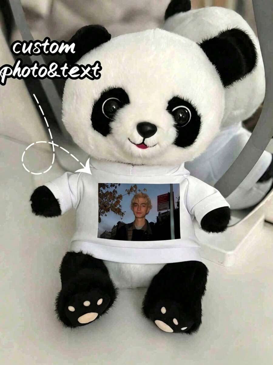 Custom Photo Filled Animal Personalized Panda Plush Doll, Cute Room Decor, Birthday Gift For Couples, Friends And Children - Multicolor - View 1