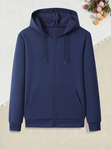 One Piece New Solid Color Knitted Hooded Cardigan Women's Casual Loose Pullover Jacket Spring/Autumn - Navy Blue - View 3