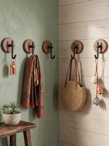 Wood Base Kitchen Wall Hooks, Clear And Organize Cooking Supplies, Used For Hanging Kitchen Towels, Heat-Resistant, Pot Holders And Cooking Utensils. No-Drill Mounting,Ideal For Kitchen Backsplash, Bringing Neat Storage To Your Cooking Space. - Multicolor - View 11