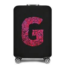 Vibrant Artistic Letter Print Elastic Luggage Cover, Dustproof & Scratch-Resistant Suitcase Protective Sleeve, Fits 18-32 Inch Travel Rolling Luggage - Black - View 12