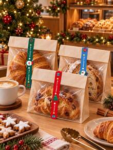 1pc Christmas Sealing Stickers, Cute Santa Snowman Tree Designs, Long Strip Labels For Gift Boxes, Bakery Packaging And Holiday Party Favors - Multicolor - View 4