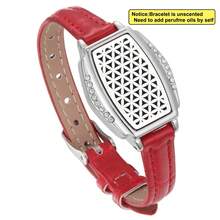 Aromatherapy Jewelry Red Leather Bracelets Bangles Couple Open Locket Charms Aroma Perfume Essential Oil Diffuser Bracelet For Men Couple Wristbands - Red - View 12