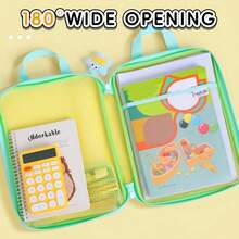 1pc Dopamine Color Block Tutorial Bag, 3-Layer Large Capacity File & Book Storage Tote, With Front Pen Holder, Portable Student Handbag, Suitable For School, University, Office, Autumn Back To School Supplies Gift Bag - Multicolor - View 9