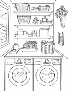 Cute Interior Designs Themed Coloring Book, Cozy Home Room Line Art, Potted Plants, Cats And Dogs, Healing Adult Leisure Doodle Coloring Book - Interior Design - View 9