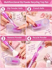 3-In-1 Nail Powder Dip Brush Set With Transparent Storage Box And Built-In Brush, DIY Curved Nail Art & Powder Recovery Kit, Professional Nail Salon Supplies, Suitable For Home And Salon Use - Multicolor - View 6