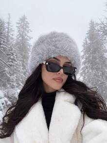 1pc Women's Solid Color Fluffy Hat, Soft Comfortable Warm Minimalist Cap, Casual Versatile Windproof Suitable For Daily Wear, Can Be Matched With Scarf, Autumn/Winter Autumn Decor - Multicolor - View 18