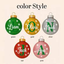 Custom Initial Christmas Ball Ornament, Personalized Holiday Tree Hanging Decor, Sparkly Red Green Bauble, Customized Name Family Keepsake Gift, Customizable Xmas Ornament For Home, Party & Gift Giving, Christmas Decorations, Merry Christmas, Family - Style D - View 3