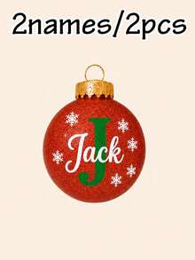 Custom Initial Christmas Ball Ornament, Personalized Holiday Tree Hanging Decor, Sparkly Red Green Bauble, Customized Name Family Keepsake Gift, Customizable Xmas Ornament For Home, Party & Gift Giving, Christmas Decorations, Merry Christmas, Family - Style D - View 32