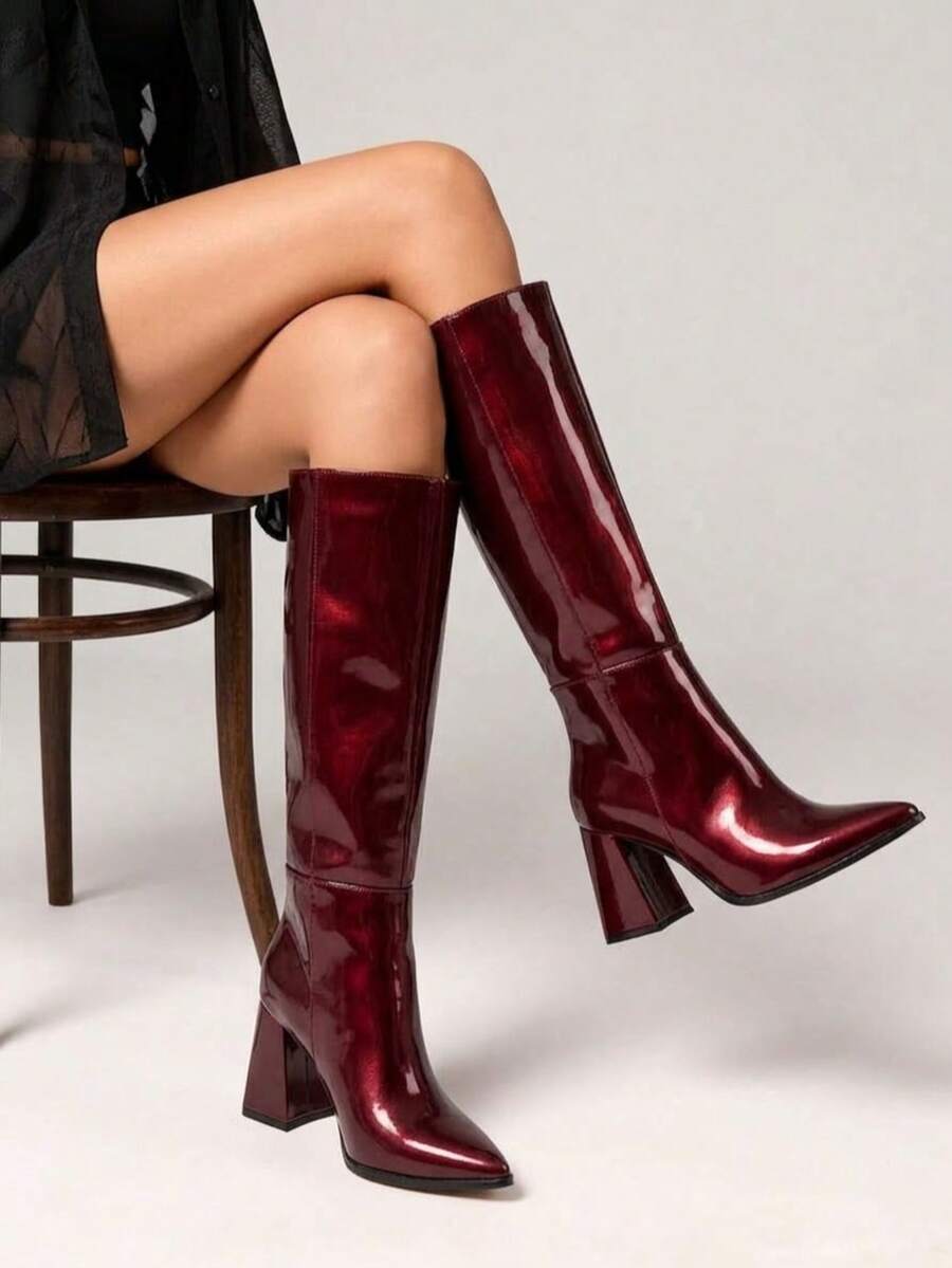 Women Knee-High Boots - Merlot - View 1