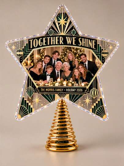 1pc Christmas Tree Top Star Decoration, Christmas Tree Top Ornament, Five-Pointed Star Tree Top Decoration, For Christmas Tree Scene Arrangement Decoration, Home Decor, Room Decor, New Year Decoration, Christmas Decoration, Outdoor Decoration, Holiday Party Decoration, Christmas Party Supplies, Christmas Theme Holiday Hanging Decoration, Party Gift, Happy New Year, Christmas Gift, Christmas Decoration, Event Party Supplies, Gift For Friends And Family, Christmas Tree Top, Five-Pointed Star Decoration With Spring Base, Suitable For Christmas Tree Top Home Holiday Party Decoration