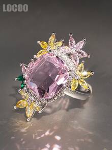 1pc Charming Cubic Zirconia Ring For Women, Wedding Engagement Party Jewelry, Valentine's Day Gift - 1# - View 4