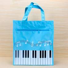 10pcs Piano Tote Bag, Travel Weekend Bag, Reusable Music Tote Bag, Casual Fashion, High Quality High Value. Musical Note Pattern, Suitable For School, Shopping And Commuting - Ideal Gift For Music Lovers, Suitable For Business Briefcase, Suitable For Work And Daily Use, Halloween, Christmas/Birthday/New Year Gift - Black - View 10