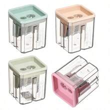 Cartoon Pencil Sharpener, Simple Dual-Hole Pencil Sharpener, Small Portable Pencil Sharpener - Multicolor - View 1