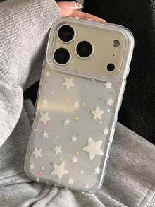 Y2K可愛星星軟矽膠手機殼，適用於 18 Pro Max、17 Pro Max、17 Pro、17 Air、17、15、16 Pro Max、14 Pro、13、12、11，光滑柔軟背蓋禮物 - 閃粉星星 - 查看 3
