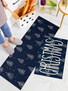 1/2pcs Christmas Floor Mat, Vintage Diatomaceous Earth Mat, Christmas Tree Design, Super Absorbent, Non-Slip, Perfect For Bathroom, Kitchen And Dining Room, Quick Drying, Ideal Gift For Home Decor And Bathroom Mat - Multicolor - View 6