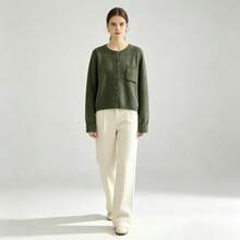 Autumn/Winter New Casual Knit Cardigan Women, Loose Fit Flattering Daily Commute Versatile Elegant Sweater Top - Green - View 8