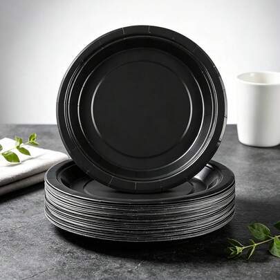 50/36/24/12pcs 7inch/9inch Disposable Paper Plates, Thick & Leak-Proof, Easy Clean Up For Party, Camping, Picnic, Birthday, Holiday, Graduation, Christmas, Thanksgiving, Halloween, Ramadan, Easter