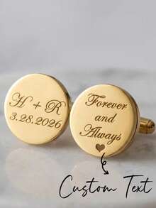 Custom Cufflinks - Engraved Box Optional, Personalized Wedding Day Cuff Links For Groom Grooms Men Gift, Anniversary Gift For Husband,Wedding Gift - Multicolor - View 11