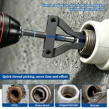 Adjustable Internal Threaded Pipe Removal Tool, Household Pipe Broken Wire Repair Tool, Hex Shank Power Tool Compatible Extractor - A - View 2