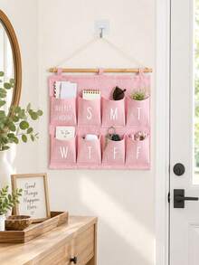 Organizer Jadwal Mingguan Gantung Dinding, Perencana Penyimpanan Gantung Dinding 7 Slot, Untuk Mengatur Kebutuhan Sehari-hari, Desain Kain Merah Muda dengan Batang Kayu dan Label Tanggal Transparan, Cocok untuk Kamar Tidur, Kantor Rumah dan Lorong, Penggunaan Dewasa, Hadiah Natal, Penyimpanan Rumah Tahun Baru - MultiWarna - View 6