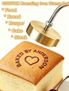 Custom Branding Iron, Branding Iron Stamp For Food, Bread,Burger Brand Iron Custom, Branding Iron For Burger, Personalized Brass Stamp-Round 5CM - Multicolor - View 2