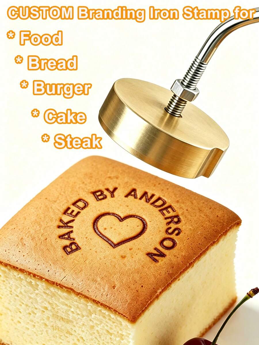 Custom Branding Iron, Branding Iron Stamp For Food, Bread,Burger Brand Iron Custom, Branding Iron For Burger, Personalized Brass Stamp-Round 5CM