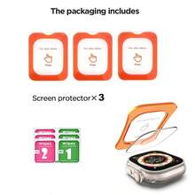 RQVQJ 3Pcs Tempered Glass Screen Protectors Designed For The Compatible With IPhone Compatible With Apple Watch Ultra 1 Ultra 2 Ultra 3 Ultra 4 49mm 9H Hardness Tempered Glass Auto-Alignment Installation Waterproof Scratch & Impact Resistant Crystal Clear Protective Film, Smartwatch Protection Seamless Fit Easyinstall Protection - Clear - View 9