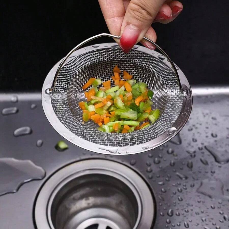 Stainless Steel Kitchen Sink Strainer, Anti-Clogging Micro-Pore Design, Wide-Rim Drain Filter, Kitchen Sink Strainer, Bathroom Floor Drain Cover, Home Essential Kitchen Accessories