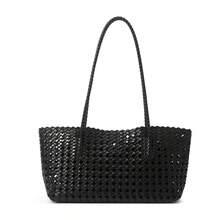 Women's Woven Tote Shoulder Bag, Hollow Design Woven Long Handle Large Capacity Vacation Casual Beach Handbag - Multi-color - View 8