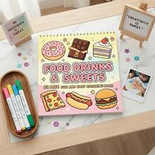 1 Pc Food, Drinks, And Sweets Spiral Coloring Book, Featuring A Cute Dessert And Snack Theme, Fun And Easy Coloring Book For Reducing Stress And Relaxing, 22 Pages With Single-Sided Design, Best Gifts For Adults - Single Piece - View 3