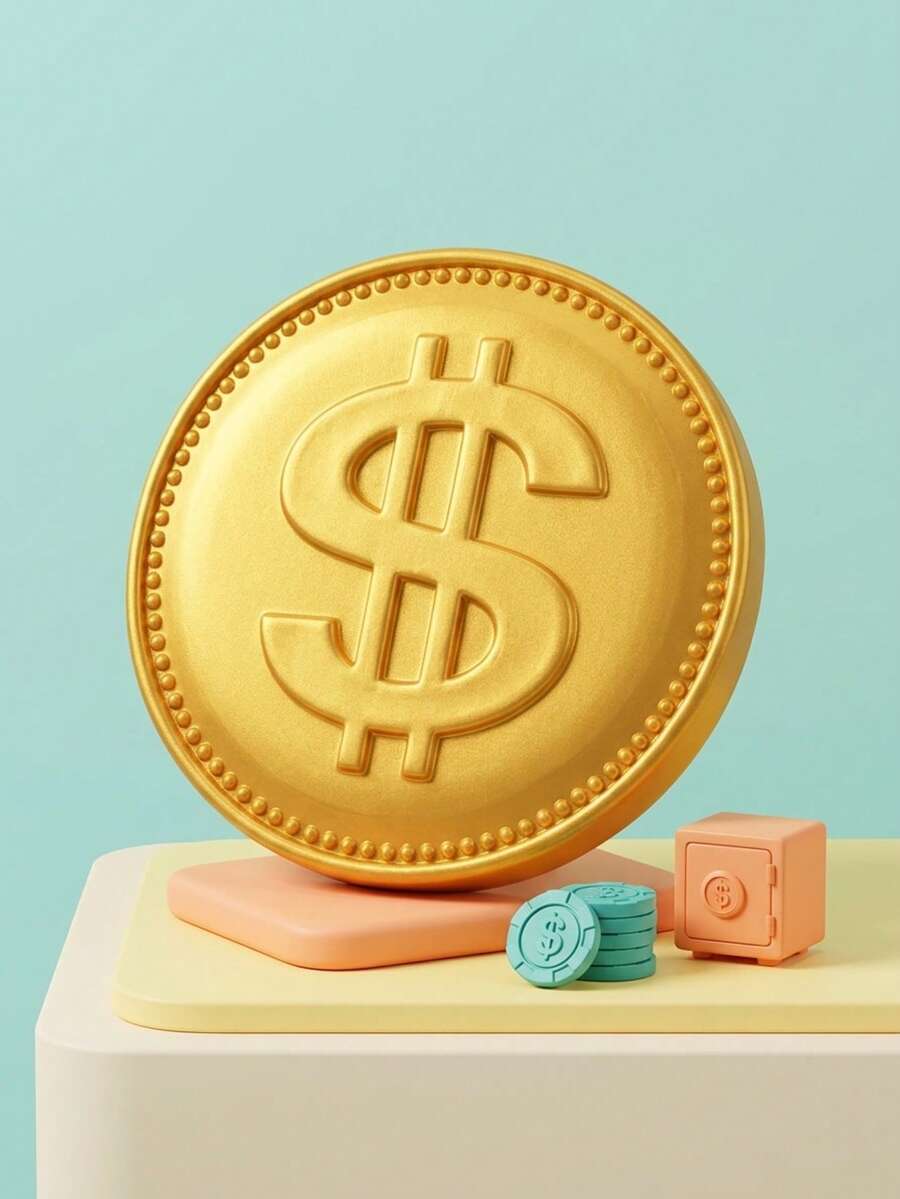 POKOJA LAND 1pc Giant Gold Coin Squishy Independent Gift Box Stress Relief Toy, Slow Rebound Squeeze Toy, Funny Healing Decompression Gag Creative Gift
