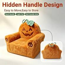 MOONBEEKI Halloween Pumpkin Kids Sofa, One-Piece Faux Rabbit Fur Plush Kids Sofa, Soft Leisure Chair For Bedroom And Game Room - Orange - View 8