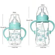 1pc/2pcs Glass Baby Milk Bottle 180ml/280ml 5cm Mouth Diameter High Temperature Sterilizable With Handle And Straw Suitable For Multiple Stages Of Baby Daily Use - Multi-color (Glass Milk Bottle) - View 16