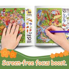 Kids Look & Find Hidden Objects Activity Workbook, Beautiful Theme & Life Scenes Picture Search Puzzles, Visual Search, Observation, Focus & Concentration Training, Spot-The-Item Games, Screen-Free Home Travel Learning - Look & Find Focus Training - View 6