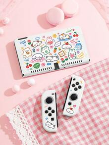 Cailai Cute Hand-Drawn Sticker Style Illustration, Soft Adorable Animal Pattern Switch Console Protective Case, Compatible With Switch OLED And Switch Console, Made Of Soft TPU Material, No Disassembly Required, Anti-Drop And Anti-Dust, Ideal Gift Compatible With Switch Gamers, Elegant And Cute Switch Console Protective Case, Switch 2 Storage Bag/Dock Shell. - View 13