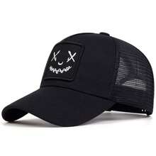 1pc Men's Smiling Face Embroidered Trucker Hat, Fashion Baseball Cap, Sports Mesh Cap, Outdoor Sun Protection Casual Hat For Spring/Autumn Travel, Beach Vacation - Multicolor - View 13