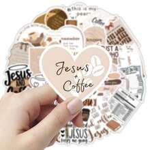 52 Pieces Of Jesus And Coffee-Themed Stickers - Faith And Coffee-Themed Vinyl Stickers Suitable For Decoration On Water Bottles, Laptops, Diaries, And Phone Cases - Jesus and Coffee - View 4